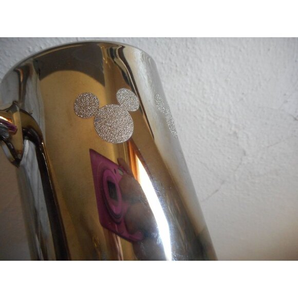 Walt Disney Mickey Mouse Silver Clear Glass Mug Cup Root Beer Stein - Picture 2 of 8